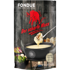 Der scharfe Maxx Fondue in der Verpackung