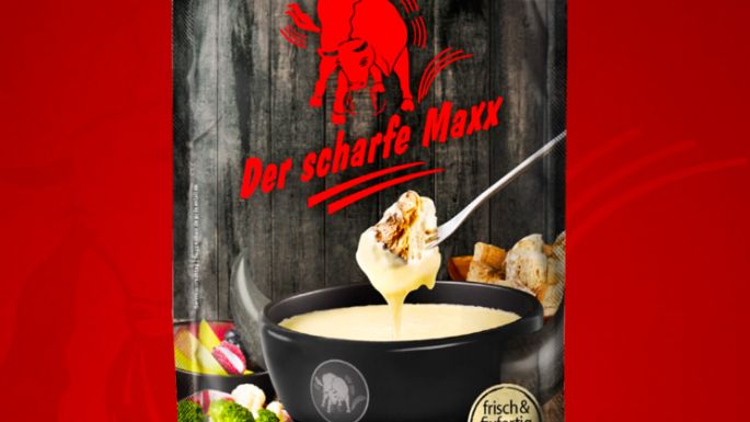 Der scharfe Maxx Fondue in der Verpackung